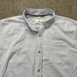 Poncho Fishing Shirt Men 2XL Blue Slim Snap Nylon Short Sleeve Check Vented